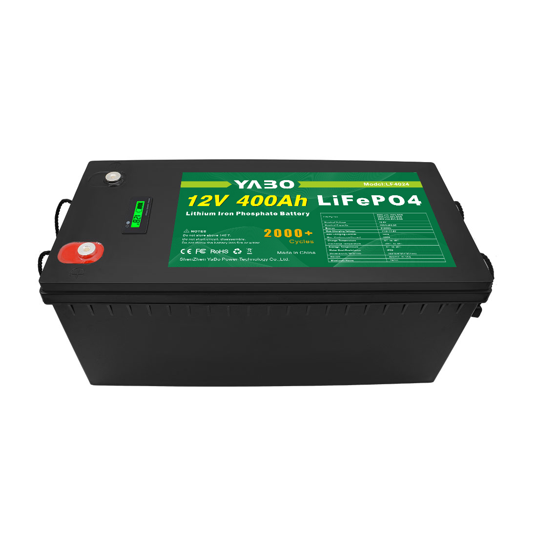 YABO 12V 400Ah LiFePO4 Batterij met Snel Opladen voor Huisopslag